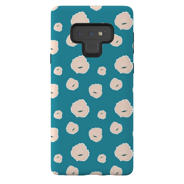 Galaxy Note 9 StrongFit Teal Floral by Kimberly Senn | Senn & Sons