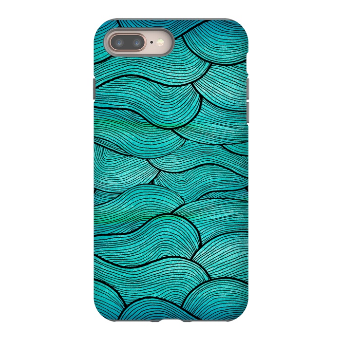 iPhone 8 plus StrongFit Sea Waves Pattern by Pom Graphic Design