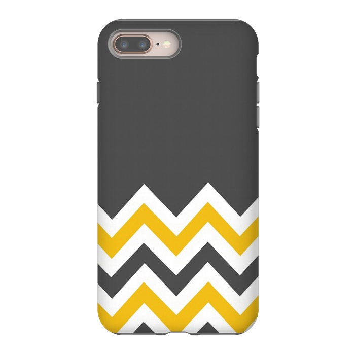 iPhone 8 plus StrongFit Color Blocked Chevron Mustard Gray by Josie Steinfort 