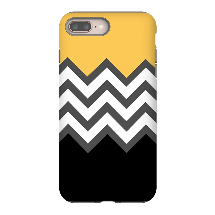 iPhone 8 plus StrongFit Color Blocked Chevron Black Yellow by Josie Steinfort 