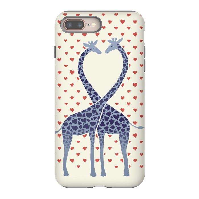 iPhone 8 plus StrongFit Giraffes in Love a Valentine's Day illustration by Micklyn Le Feuvre