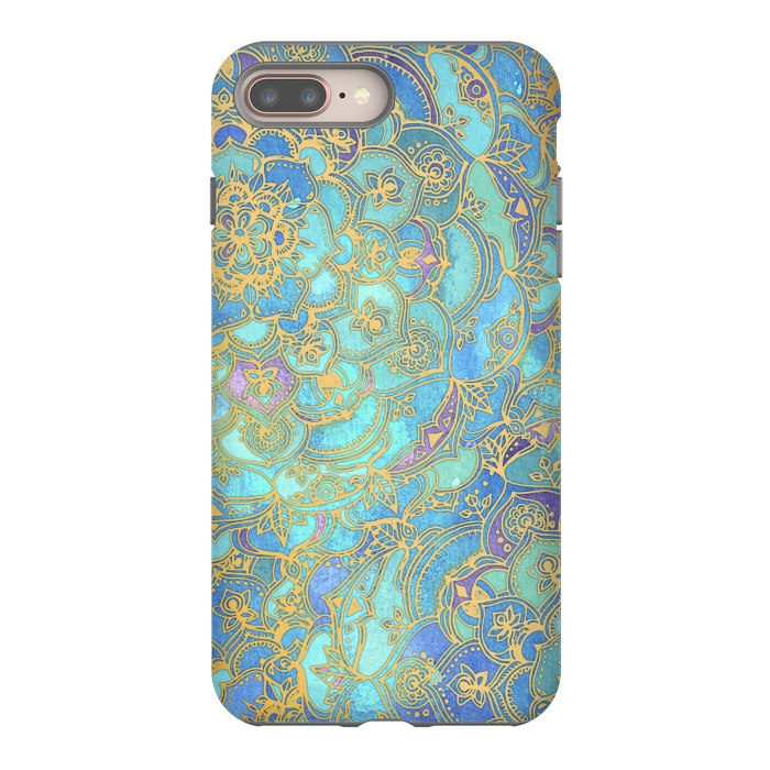 iPhone 8 plus StrongFit Sapphire and Jade Stained Glass Mandalas by Micklyn Le Feuvre