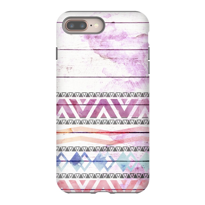 iPhone 8 plus StrongFit Aztec Wood Watercolor by Girly Trend