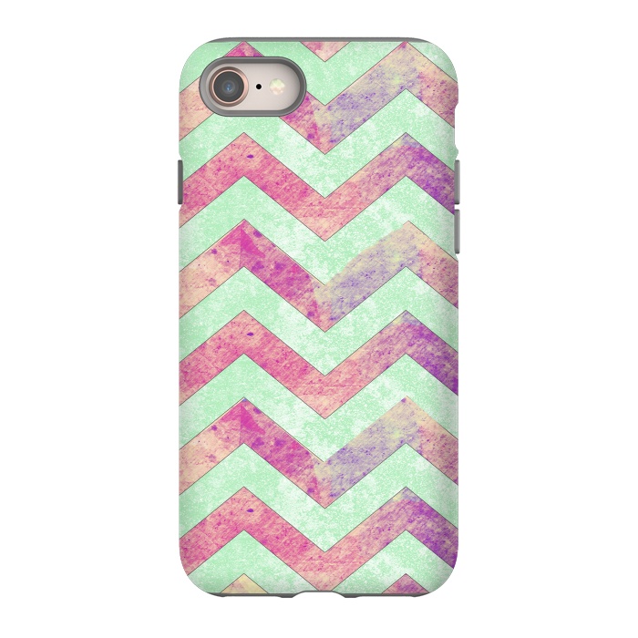 iPhone 8 StrongFit Mint Pink Watercolor Chevron by Girly Trend