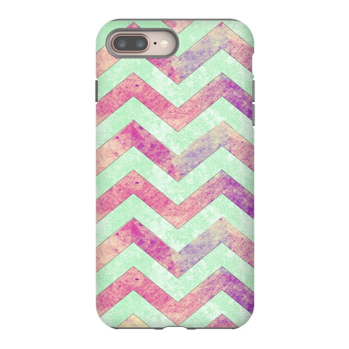 iPhone 8 plus StrongFit Mint Pink Watercolor Chevron by Girly Trend