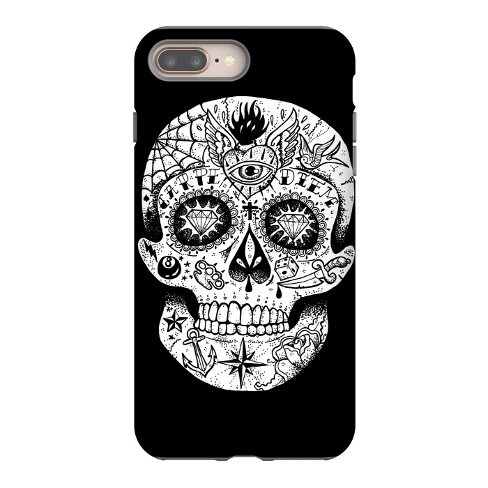 iPhone 8 plus StrongFit Tattooed Skull by Mitxel Gonzalez