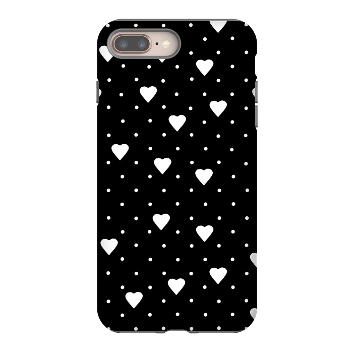 iPhone 8 plus StrongFit Pin Point Hearts White by Project M