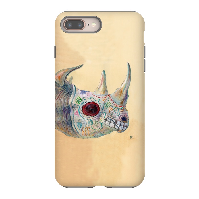 iPhone 8 plus StrongFit Day of the Dead Rhino by Brandon Keehner