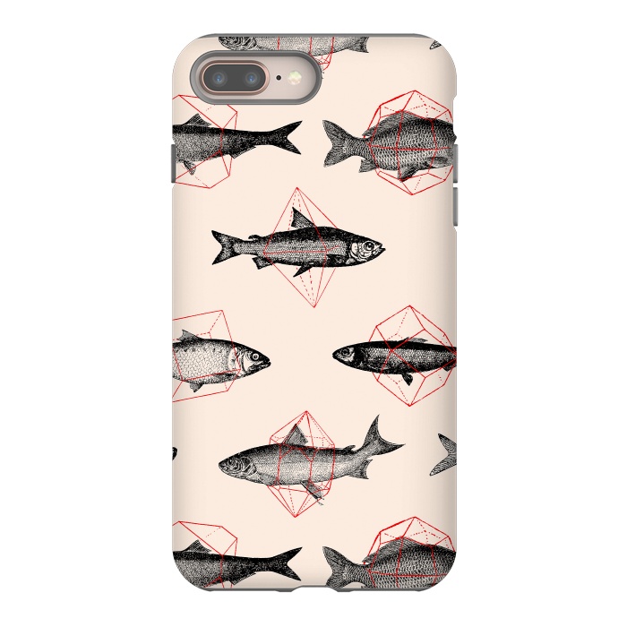 iPhone 8 plus StrongFit Fishes in Geometrics I by Florent Bodart