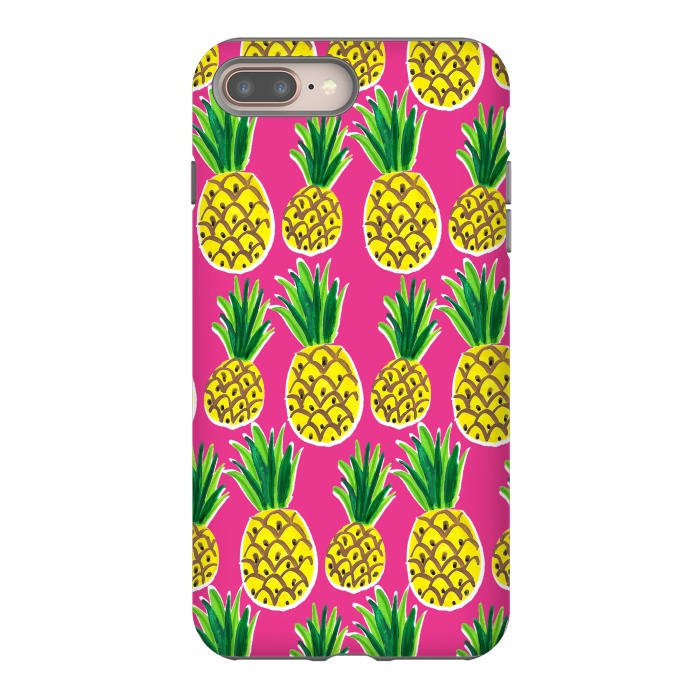 iPhone 8 plus StrongFit Painted pineapples by Laura Grant