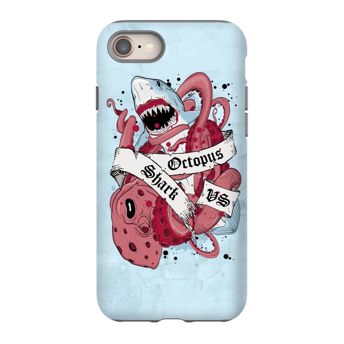 iPhone 8 StrongFit Shark vs Octopus by Sitchko