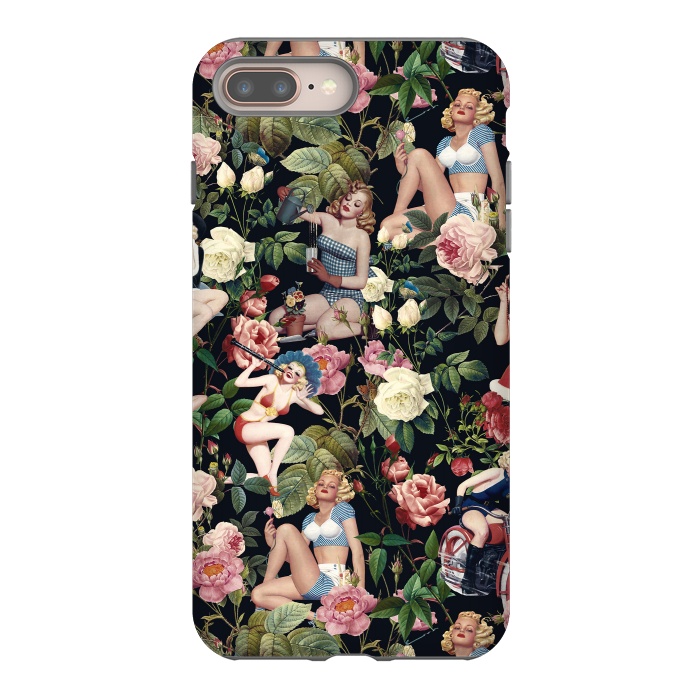 iPhone 8 plus StrongFit Floral and Pin Up Girls Pattern by Burcu Korkmazyurek