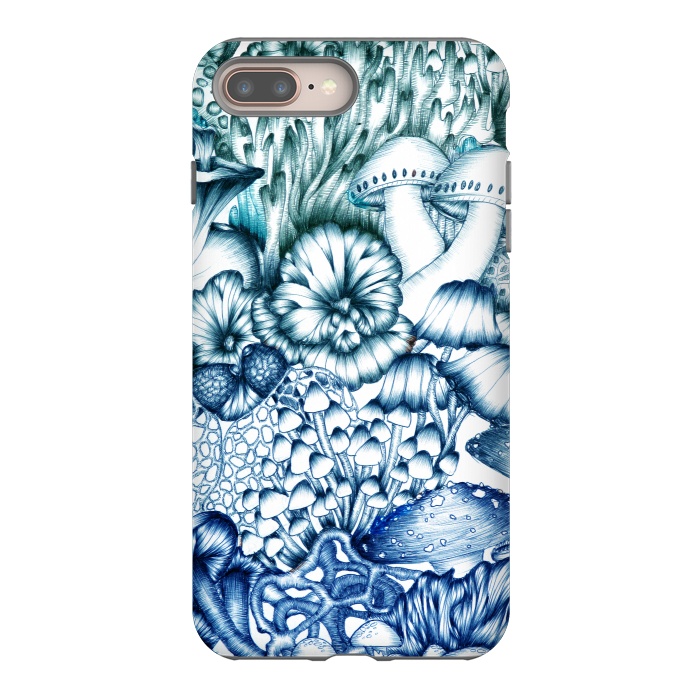 iPhone 8 plus StrongFit A Medley of Mushrooms in Blue by ECMazur 