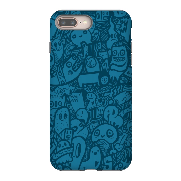 iPhone 8 plus StrongFit Blue Doodle by Wotto
