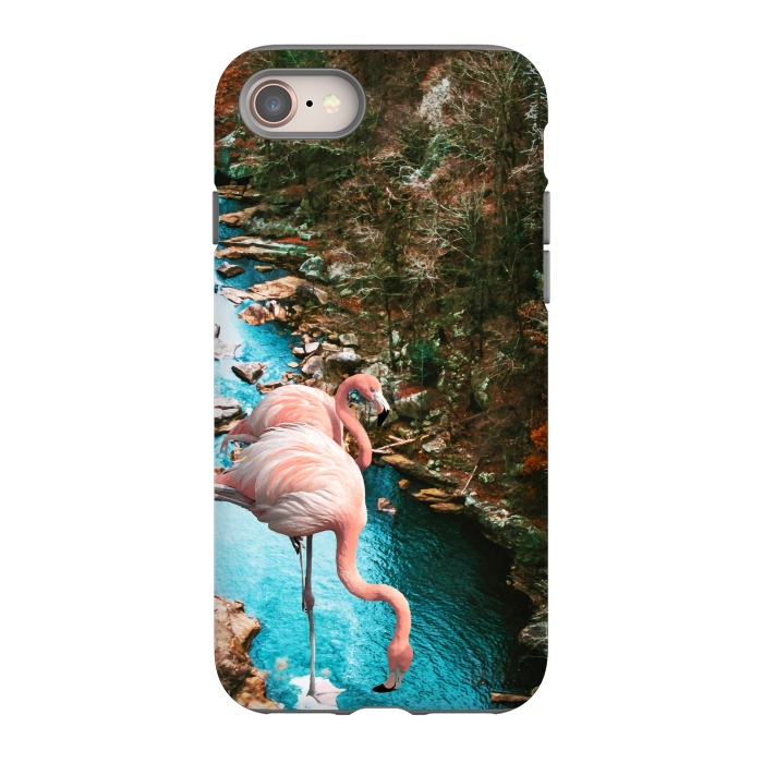 iPhone 8 StrongFit Flamingo Forest by Uma Prabhakar Gokhale