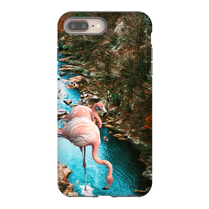 iPhone 8 plus StrongFit Flamingo Forest by Uma Prabhakar Gokhale