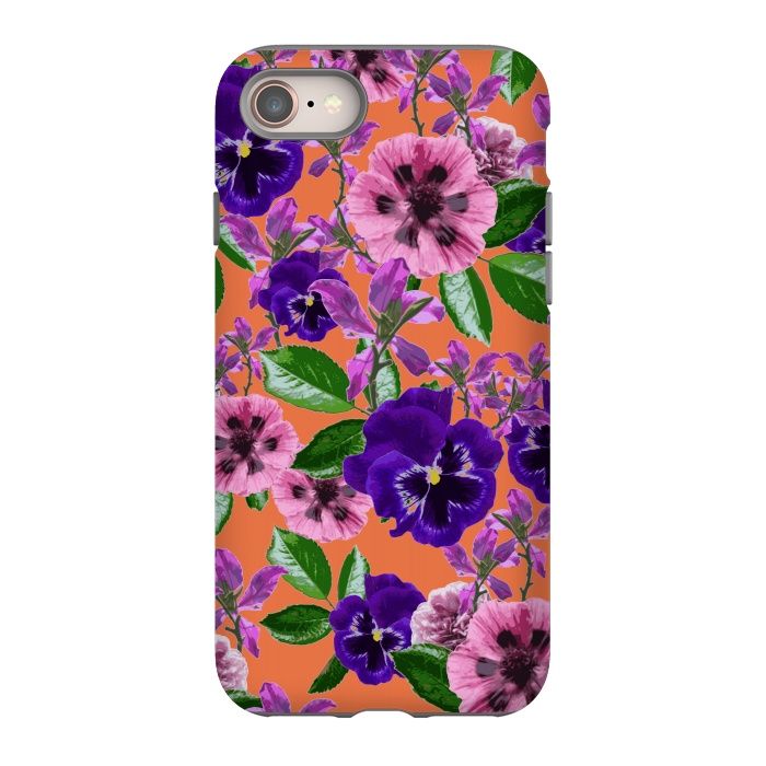 iPhone 8 StrongFit Orange Floral Garden by Zala Farah