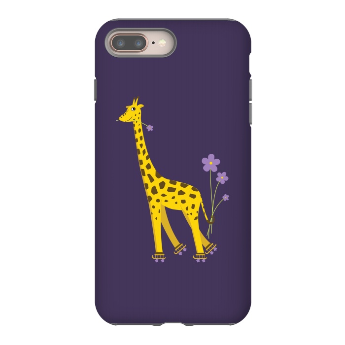 iPhone 8 plus StrongFit Cute Funny Rollerskating Giraffe by Boriana Giormova