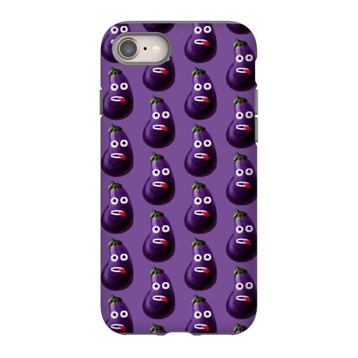 iPhone 8 StrongFit Purple Funny Cartoon Eggplant Pattern by Boriana Giormova