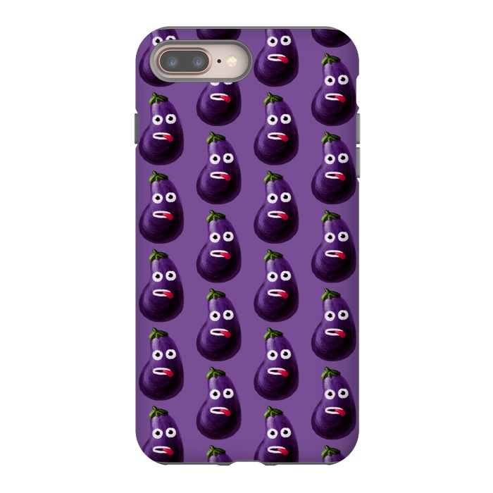 iPhone 8 plus StrongFit Purple Funny Cartoon Eggplant Pattern by Boriana Giormova