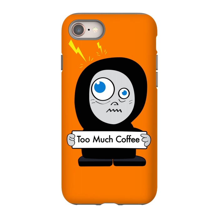 iPhone 8 StrongFit Funny Cartoon Character Too Much Coffee by Boriana Giormova