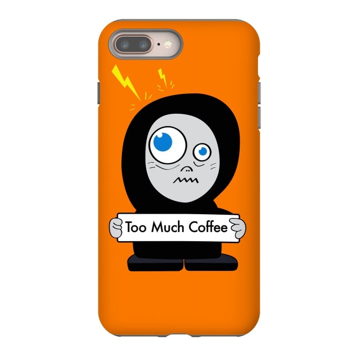 iPhone 8 plus StrongFit Funny Cartoon Character Too Much Coffee by Boriana Giormova