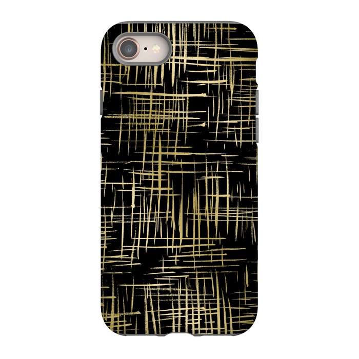 iPhone 8 StrongFit Crosshatch Black by Caitlin Workman