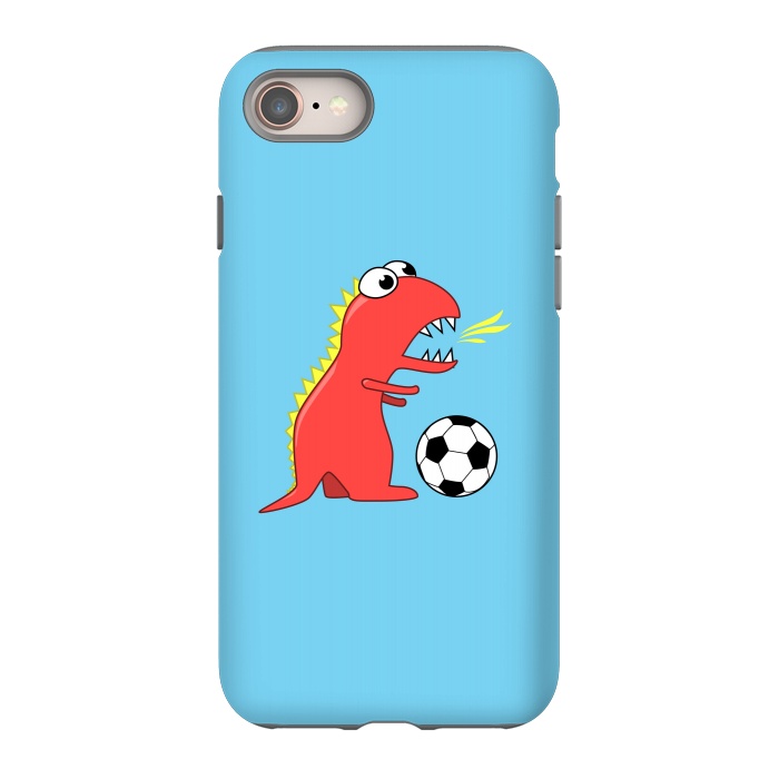 iPhone 8 StrongFit Funny Cartoon Dinosaur Soccer Player by Boriana Giormova