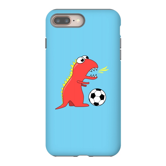 iPhone 8 plus StrongFit Funny Cartoon Dinosaur Soccer Player by Boriana Giormova