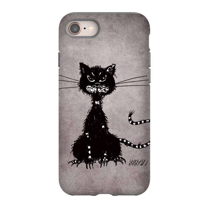 iPhone 8 StrongFit Ragged Evil Black Cat by Boriana Giormova
