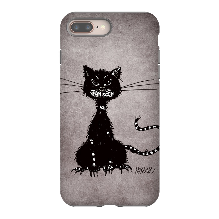 iPhone 8 plus StrongFit Ragged Evil Black Cat by Boriana Giormova