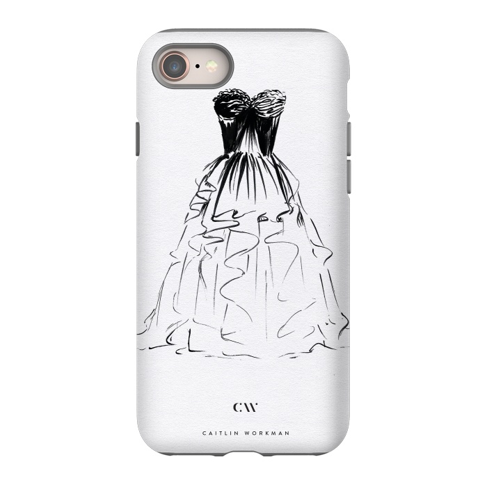 iPhone 8 StrongFit Little Black Ball Gown Dress by Caitlin Workman