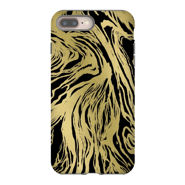 iPhone 8 plus StrongFit Black and Gold Marble by Caitlin Workman