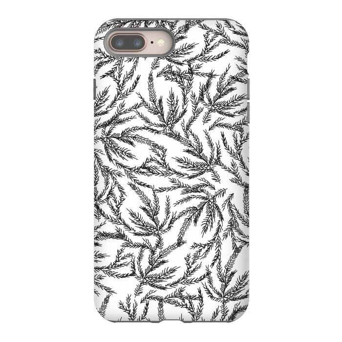 iPhone 8 plus StrongFit Black Coral Ferns by Caitlin Workman