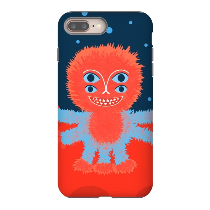 iPhone 8 plus StrongFit Cute Furry Cartoon Alien Character by Boriana Giormova