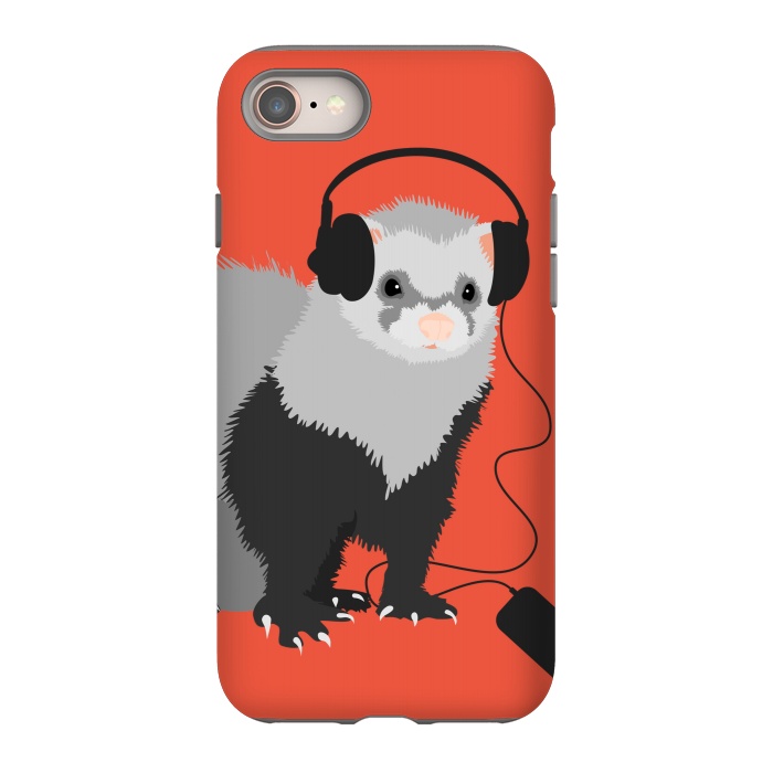 iPhone 8 StrongFit Funny Music Lover Ferret by Boriana Giormova