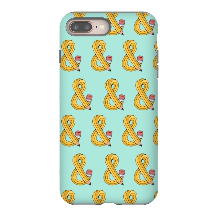 iPhone 8 plus StrongFit Ampersand Pencil Pattern Green by Coffee Man