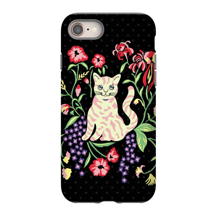 iPhone 8 StrongFit Cutie Cat with Flowers by Michael Cheung
