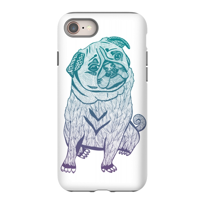 iPhone 8 StrongFit Duotone pug by Pom Graphic Design