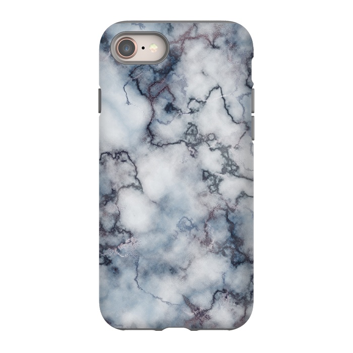 iPhone 8 StrongFit Blue and Silver Veined Marble by CatJello