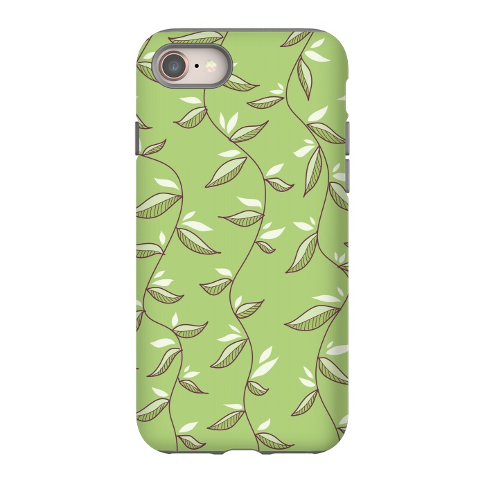 iPhone 8 StrongFit Green Leaves And Lianas Pattern by Boriana Giormova