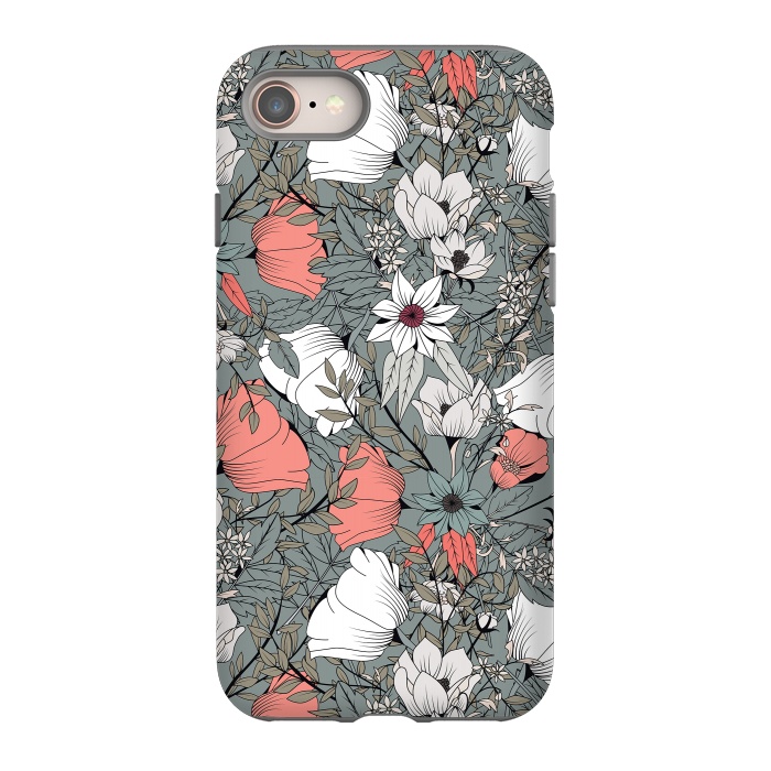 iPhone 8 StrongFit Botanical Pattern Gray by Jelena Obradovic