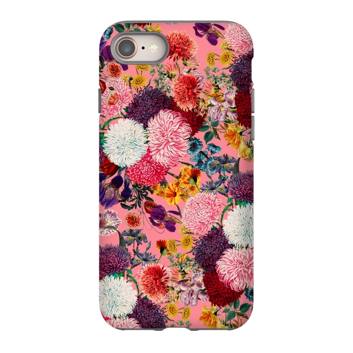 iPhone 8 StrongFit Floral Pink Pattern by Burcu Korkmazyurek