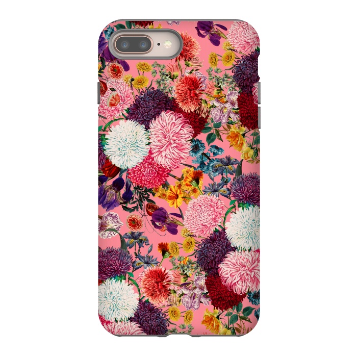 iPhone 8 plus StrongFit Floral Pink Pattern by Burcu Korkmazyurek