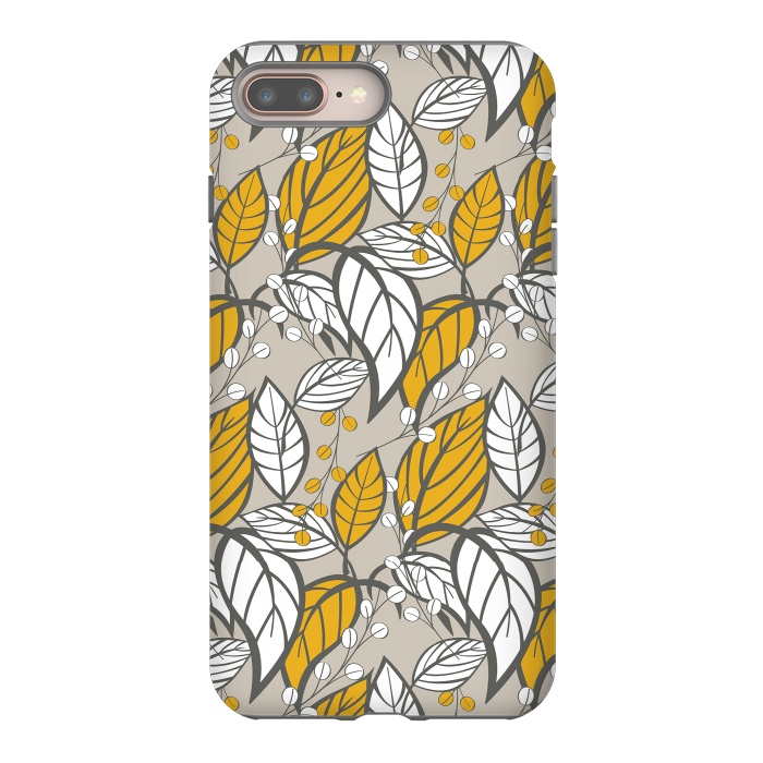 iPhone 8 plus StrongFit Seamless floral pattern with hand drawn leaves by Jelena Obradovic