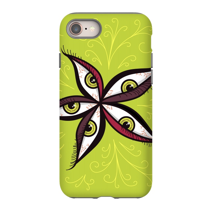 iPhone 8 StrongFit Weird Abstract Green Eyes Flower by Boriana Giormova