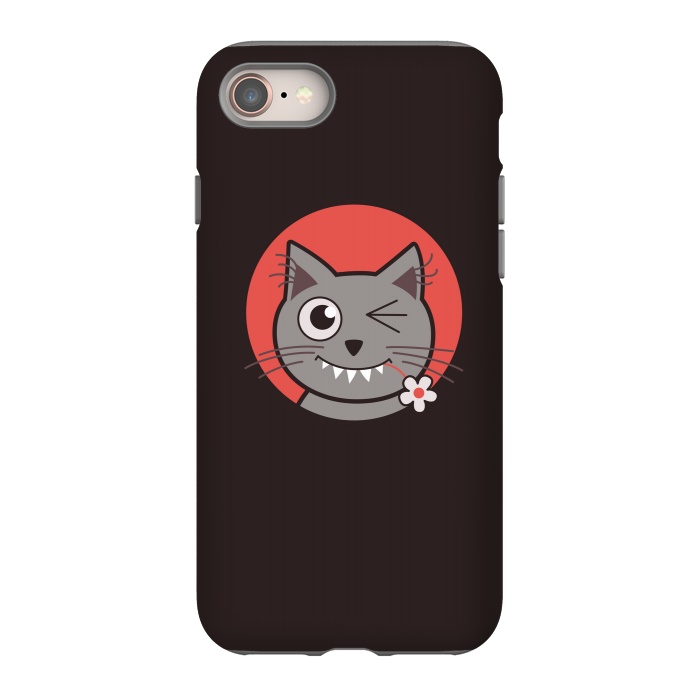 iPhone 8 StrongFit Cute Winking Kitty Cat by Boriana Giormova