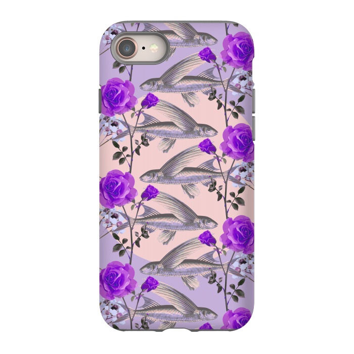 iPhone 8 StrongFit Floral Fishies (Purple) by Zala Farah
