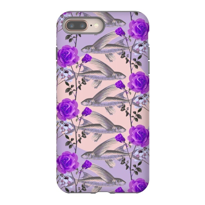 iPhone 8 plus StrongFit Floral Fishies (Purple) by Zala Farah