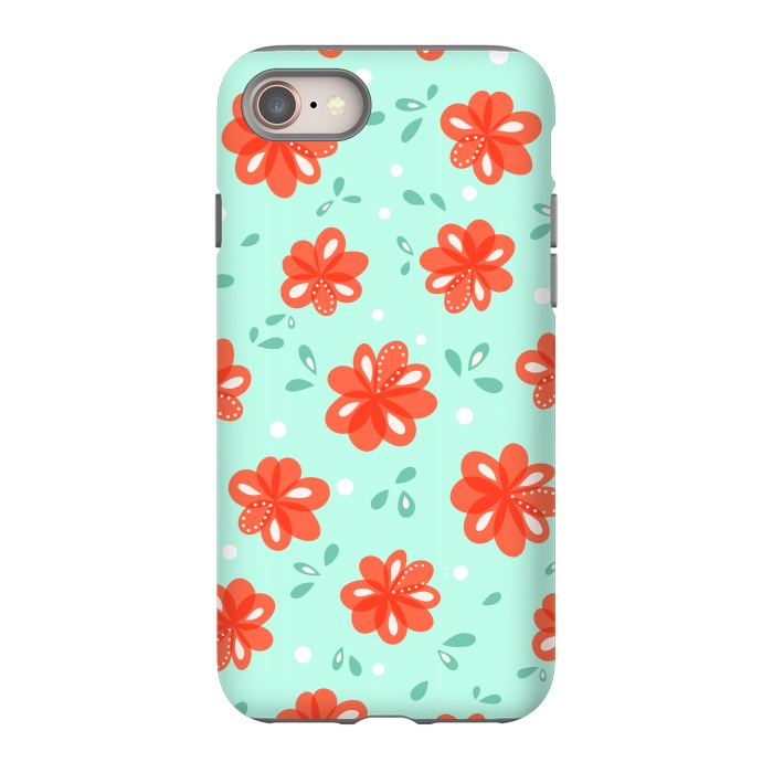 iPhone 8 StrongFit Cheerful Decorative Red Flowers Pattern by Boriana Giormova